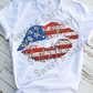 American Flag Lips, 4th of July Sublimation Transfer