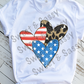 Hearts USA Leopard Print, USA Sublimation Transfer
