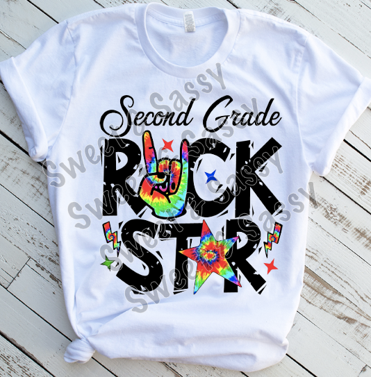 Tie Dye Rock Star K-4th Grade Level Sublimation Transfers