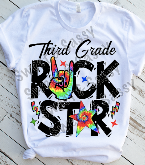 Tie Dye Rock Star K-4th Grade Level Sublimation Transfers