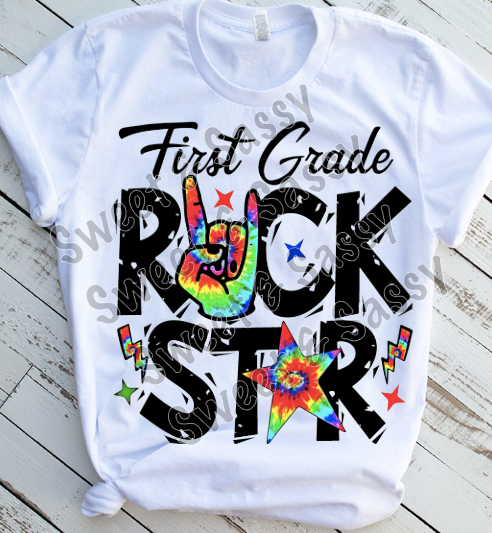 Tie Dye Rock Star K-4th Grade Level Sublimation Transfers