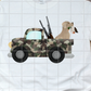 Camo hunting truck with yellow lab, Sublimation Transfer