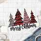 Merry Christmas Trees Red, Sublimation Transfer