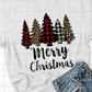 Merry Christmas Trees, Plaid and Leopard Print, Sublimation Transfer