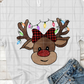 Plaid Reindeer with Lights, Christmas Sublimation Transfer