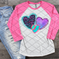 Blue and Purple Hearts, Valentine's Day, Ready to press, Sublimation Transfer