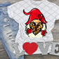 Gnome with Heart, Leopard Print Heart, Valentine's Day, Ready to press, Sublimation Transfer