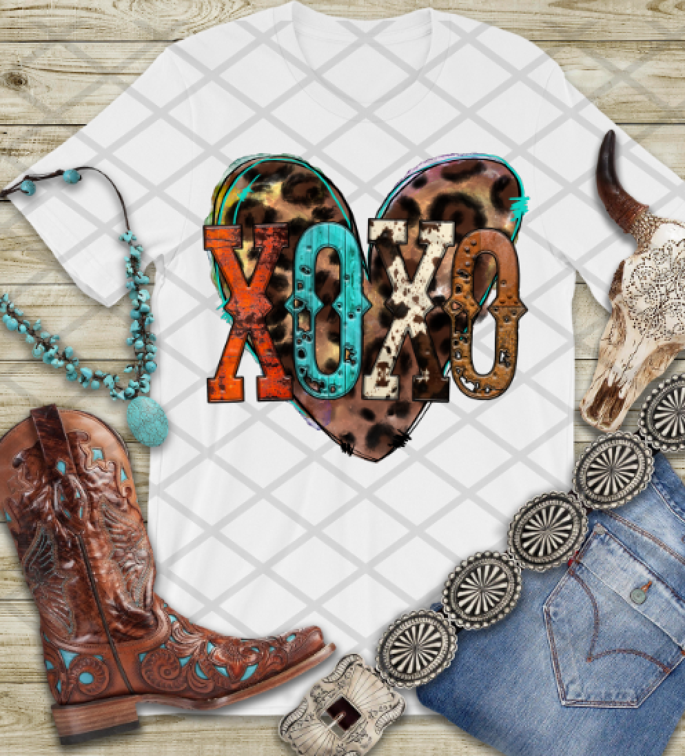 XOXO Western Valentine, Valentine's Day Ready to press, Sublimation Transfer