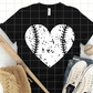 Screen print,  Heart Baseball or Softball Transfer
