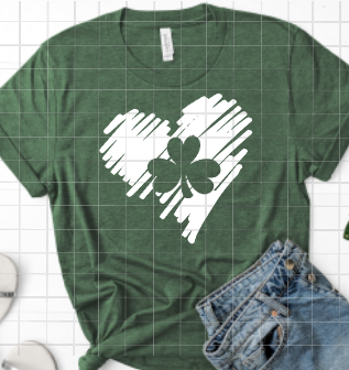 St. Patrick's Day Heart Shamrock Screen print transfer