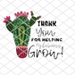 Thank you for helping my business grow, Cactus, 0.11 cents, Packaging Sticker