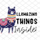 LLamazing Things Inside, 0.11 cents, Packaging Sticker