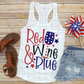 Red Wine Blue, America Stars and Stripes, Sublimation Transfer