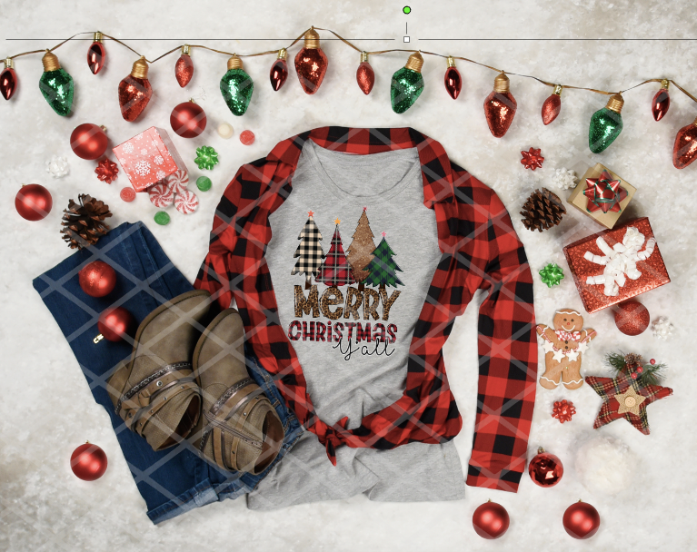 Merry Christmas Y'all, Christmas Tress, Ready to Press, Sublimation Transfer