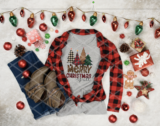 Merry Christmas Y'all, Christmas Tress, Ready to Press, Sublimation Transfer
