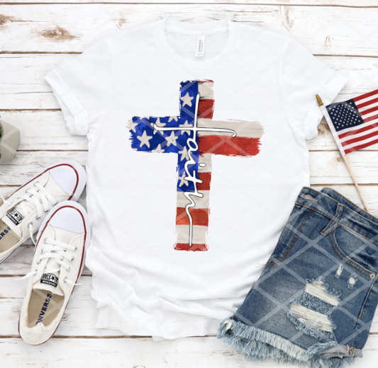 Faith Cross Sublimation or DTF Transfer, Ready to Press Transfer