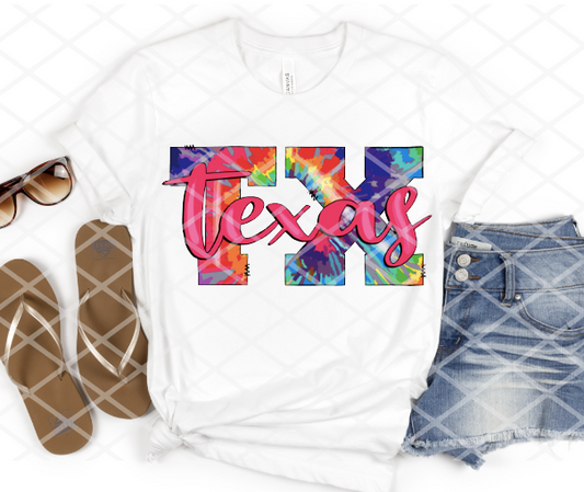 HTV Texas, TX Tie Dye, Ready to Press Transfer