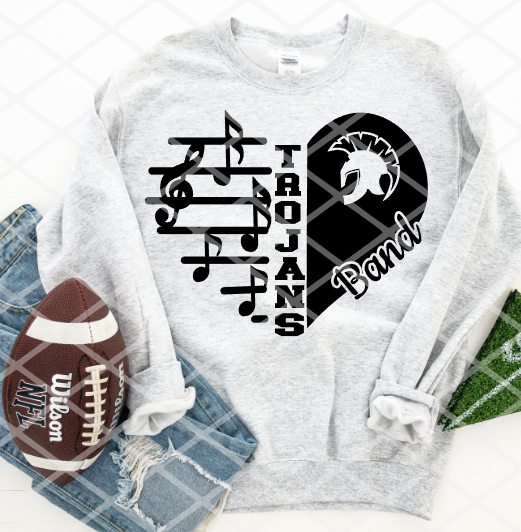 HS Trojans Heart Sublimation or HTV Transfer