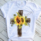 Cross with Sunflowers Sublimation or DTF Transfers