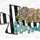 Blessed black stripe cross burlap flowers Sublimation Transfer