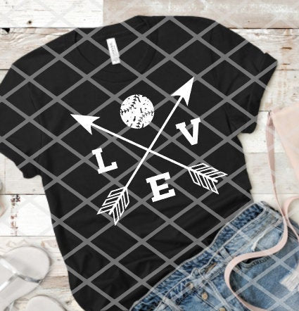 Love Baseball, Screen print Transfer, Ready to heat press